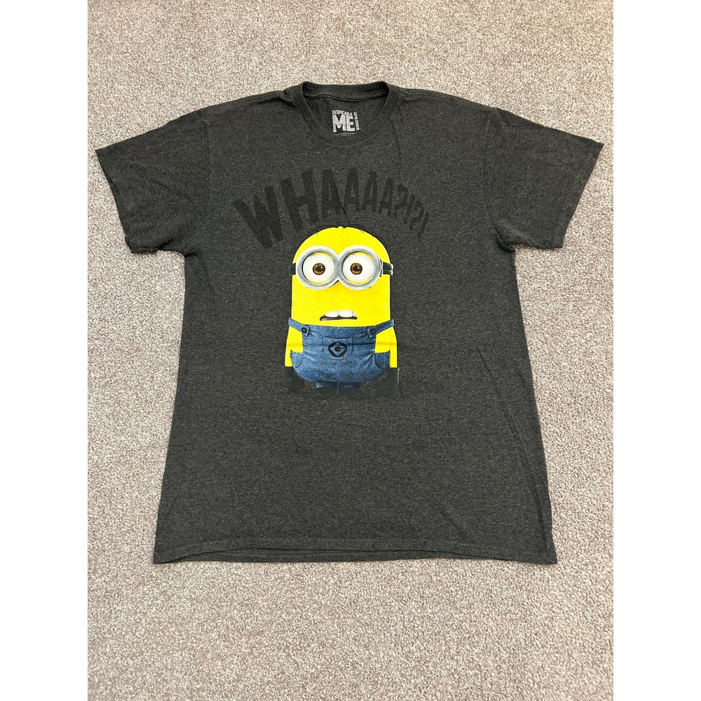 Despicable Me Minion Graphic T-Shirt Mens Size M Gray Excellent WHAAAA Shirt